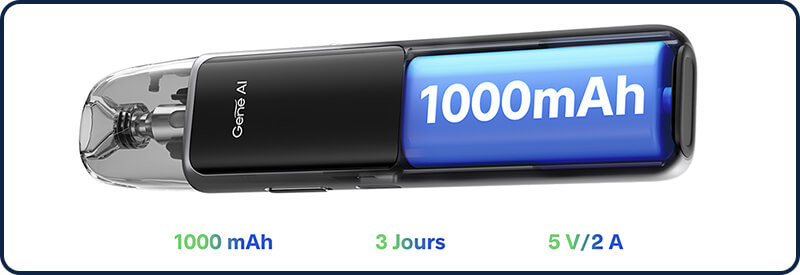 Jusqu' 3 jours de vape par recharge sur l'Argus G2