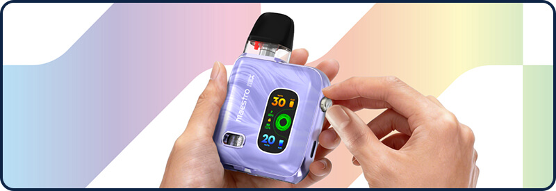 La molette rotative et l'&eacute;cran du Smoktech Maestro Mix