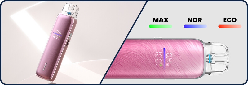 Les trois niveaux de puissances du Pixo Max - ECO / NOR / MAX