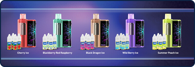 5 des 8 saveurs disponibles du Kit Meteorite 100K