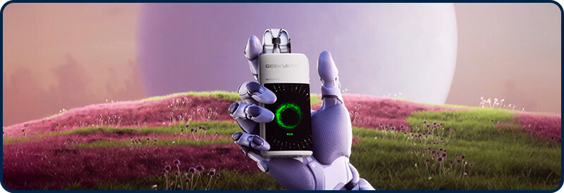 Le Digi Q Vista tenu en main