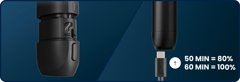 La batterie de 360mAh de la Vuse Pro One et sa recharge en USB-C