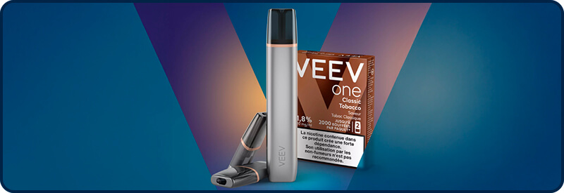La batterie VEEV One avec un pack de recharge Classic Tabac