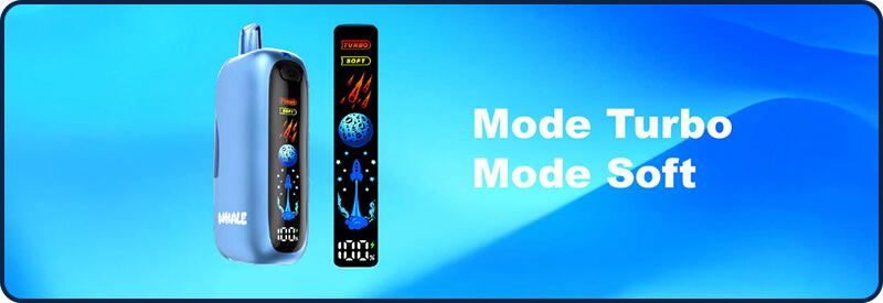 Mode Turbo et Mode Soft sur l'&eacute;cran de la Whale 38K JNR